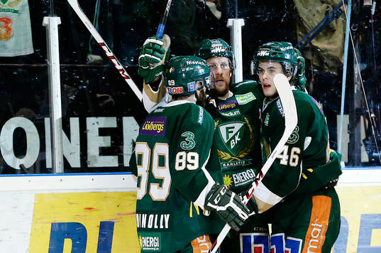 Färjestads spelare jublar