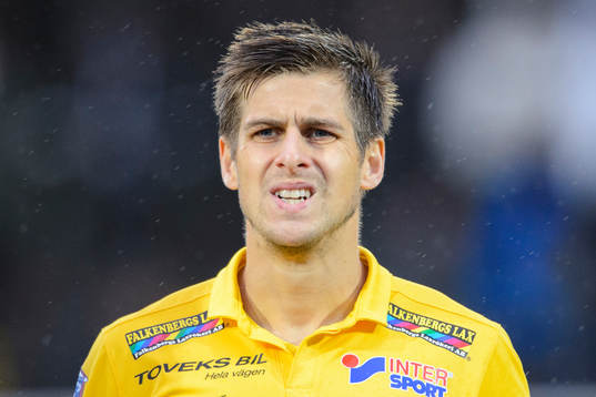 Falkenbergs Andrés Thorleifsson innan fotbollsmatchen i