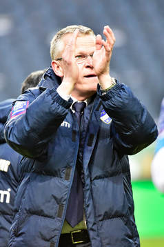 Norrköpings tränare Jan Andersson jublar
