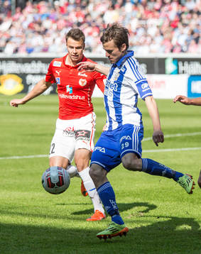 Kalmars Melker Hallberg och IFK Göteborgs Gustav Engvall
