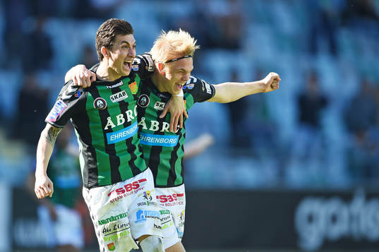 GAIS Petri Zhubi och Linus Tornblad jublar