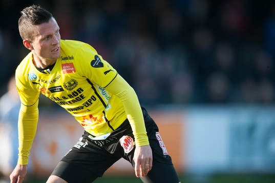 Mjällbys Kristian Haynes  i matchen i allsvenskan mellan