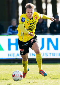 Mjällbys Mattias Håkansson i matchen i allsvenskan mellan