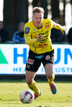 Mjällbys Mattias Håkansson i matchen i allsvenskan mellan