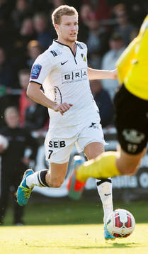 Häckens Simon Gustafson i matchen i allsvenskan mellan