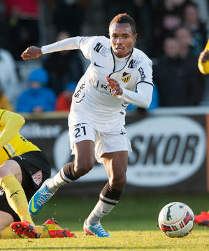 Häckens Nasiru Mohammed i matchen i allsvenskan mellan