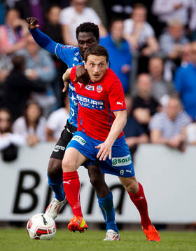 Halmstads King Osei Gyan och Helsingborgs Ardian Gashi