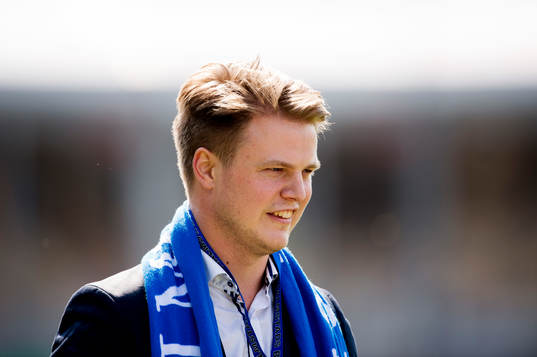 David Axelsson, speaker och presschef Halmstad, innan