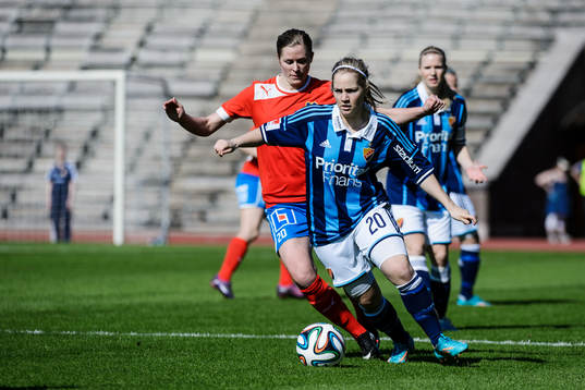 QBIKs Elsa Hellstrand och Djurgårdens Irma Helin  i