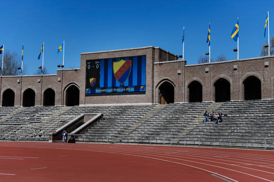Stockholms stadion före fotbollsmatchen i elitettan mellan