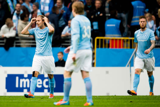 Malmö FFs Markus Halsti och Pontus Jansson deppar