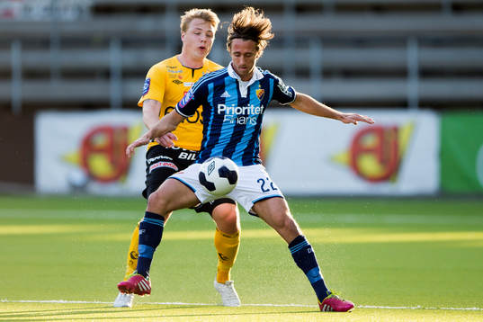 Djurgårdens Philip Hellqvist och Elfsborgs Martin Ingesson