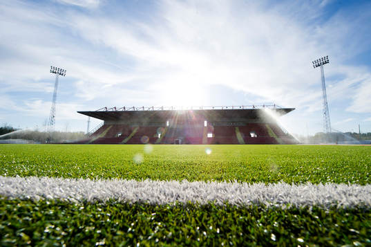Södertälje fotbollsarena innan fotbollsmatchen i