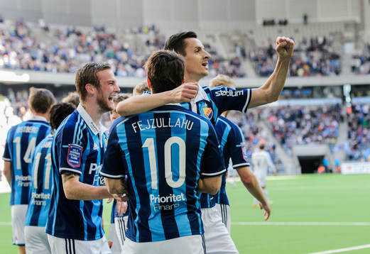 Djurgårdens Haris Radetinac och hans lagkamrater jublar