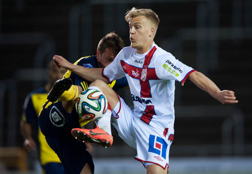 Assyriskas Jens Jakobsson i matchen i Superettan i fotboll