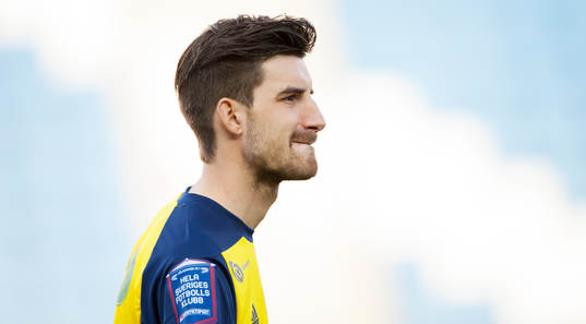 Ängelholms Muamet Asanovski i matchen i Superettan i