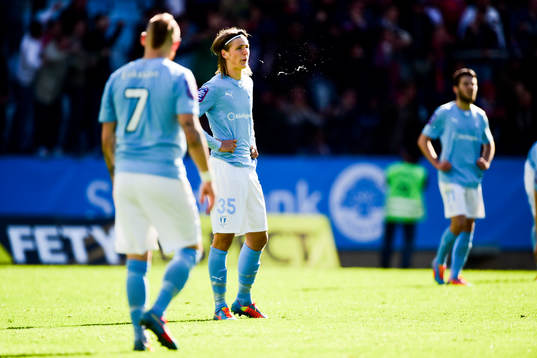 Malmö FFs Pawel Cibicki och Magnus Eriksson deppar
