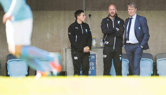 Malmös tränare Jörgen Pettersson och Åge Hareide i