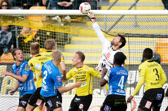 Halmstads målvakt Stojan Lukic i matchen i allsvenskan