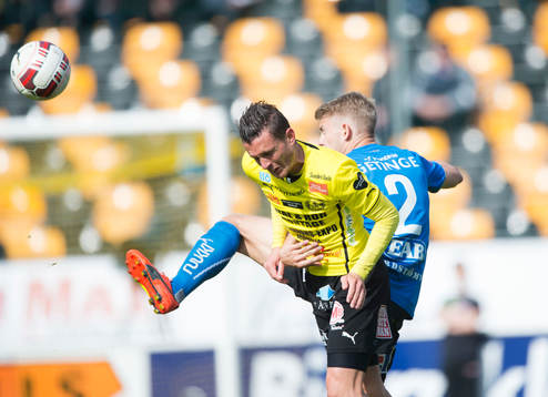 Mjällbys Kristian Haynes  i matchen i allsvenskan mellan