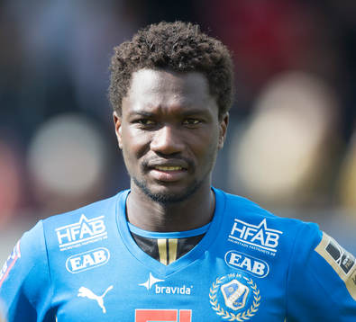 Halmstads King Osei Gyan  i matchen i allsvenskan mellan