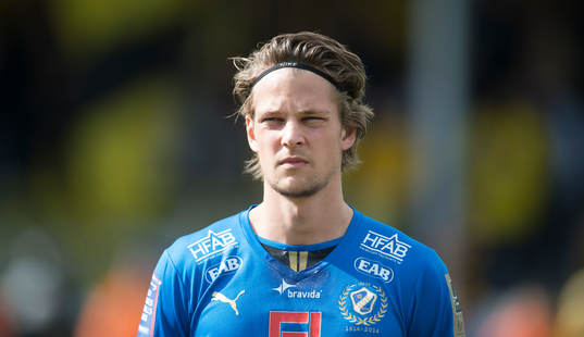 Halmstads Fredrik Liverstam  i matchen i allsvenskan mellan
