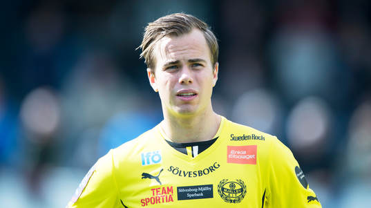 Mjällbys Andreas Blomqvist  i matchen i allsvenskan mellan