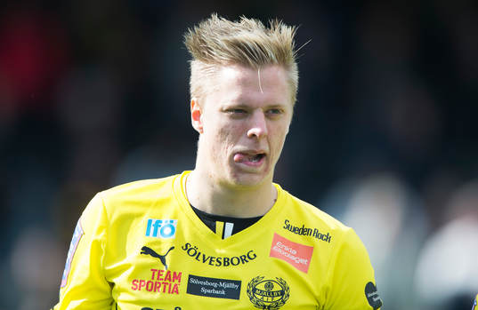 Mjällbys Mattias Håkansson  i matchen i allsvenskan