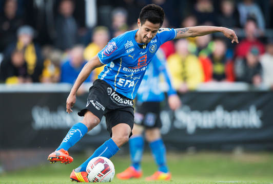 Halmstads Antonio Rojas  i matchen i allsvenskan mellan
