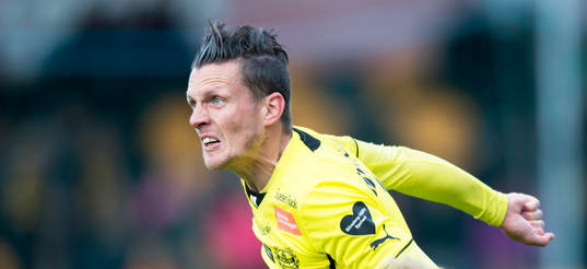 Mjällbys Kristian Haynes  i matchen i allsvenskan mellan