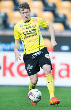 Mjällbys Viktor Agardius i matchen i allsvenskan mellan