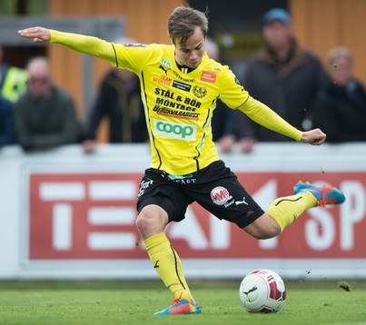 Mjällbys Andreas Blomqvist  i matchen i allsvenskan mellan