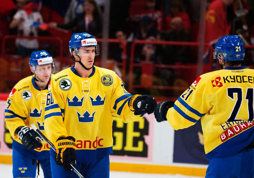 Sveriges Mikael Backlund och Jimmie Ericsson jublar