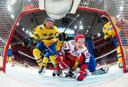 Sveriges Magnus Nygren och Rysslands Sergey Shirokov i en