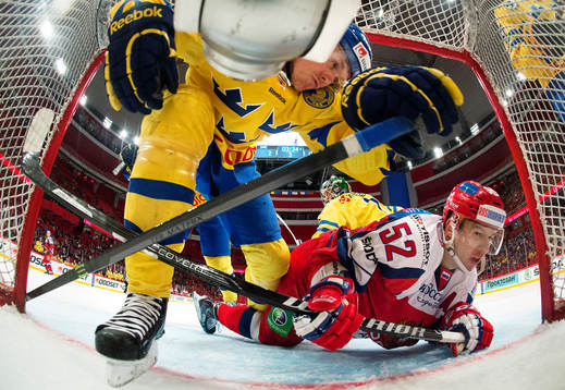 Sveriges Magnus Nygren och Rysslands Sergey Shirokov i en