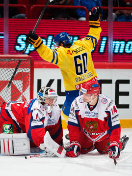 Rysslands målvakt Anton Khudobin och Alexander Kutuzov