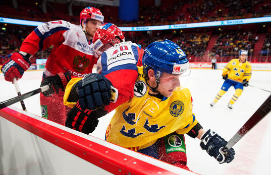 Rysslands Sergey Kalinin i en närkamp med Sveriges Oscar
