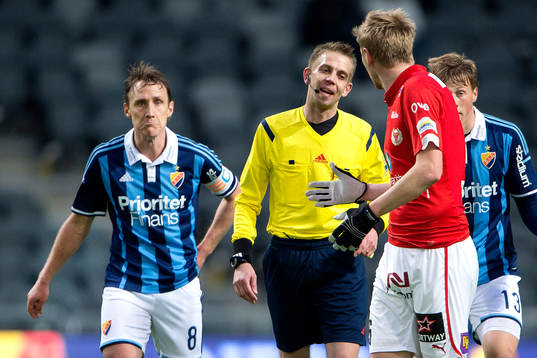 Djurgårdens Andreas Johansson och Kalmars David Elm
