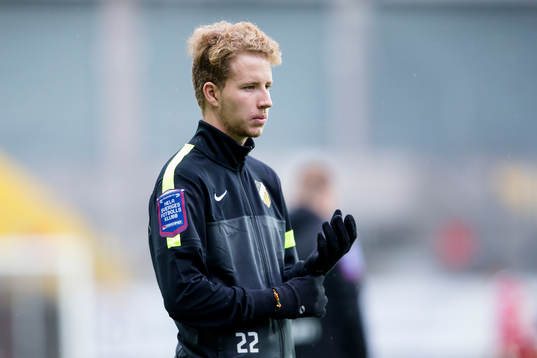 Häckens Samuel Gustafson innan fotbollsmatchen i