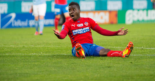 Helsingborgs David Accam i matchen i allsvenskan mellan