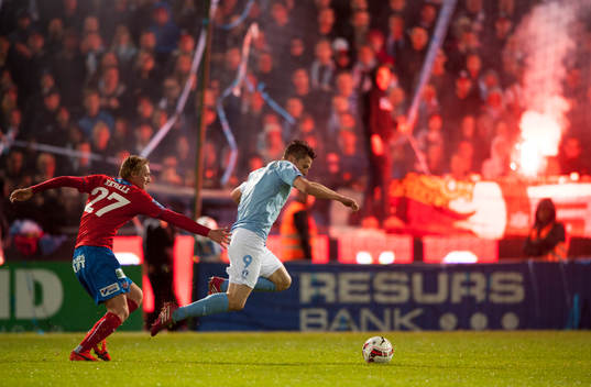 Helsingborgs Måns Ekvall och Malmös Markus Rosenberg och