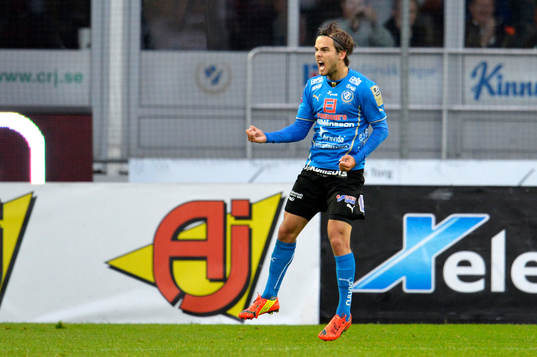 Halmstads Kristinn Steindorsson jublar