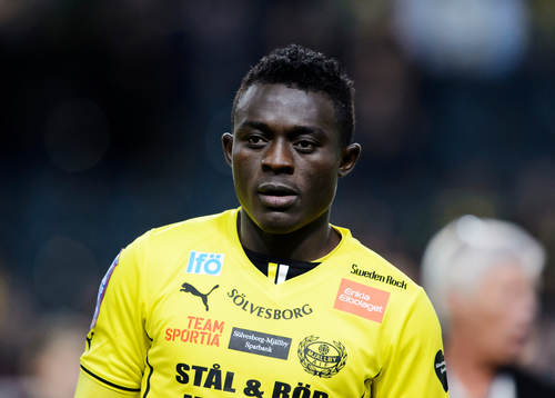 Porträtt på Mjällbys Gbenga Arokoyo innan