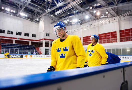 Joakim Lindström och Joel Lundqvist på Sveriges träning