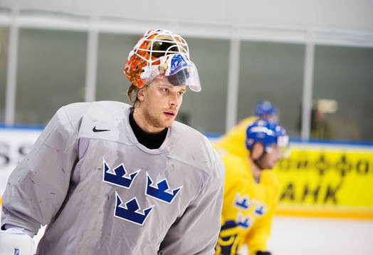 Målvakten Anders Nilsson på Sveriges träning