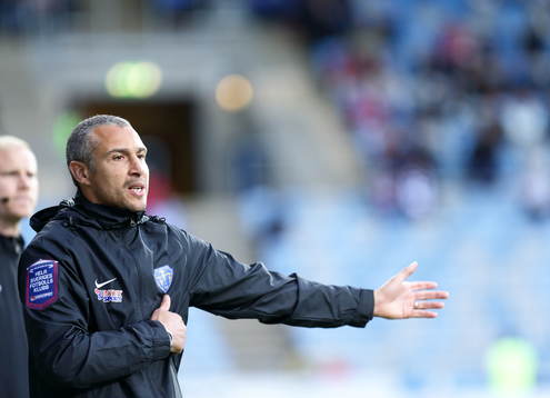 Falkenbergs tränare Henrik Larsson