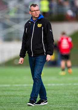 Mjällbys fystränare Nanne Olsson innan fotbollsmatchen i