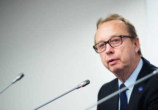 Sveriges förbundskapten Pär Mårts på en presskonferens