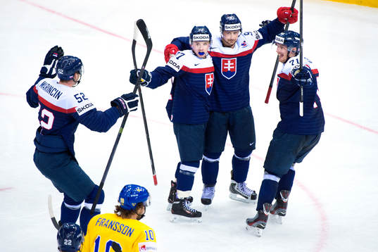 Slovakiens Martin Marincin, Martin Reway, Tomas Tatar och