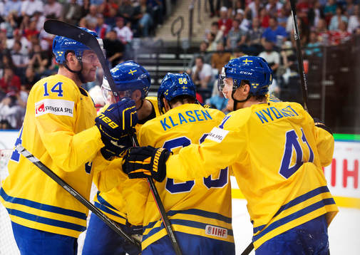 Sveriges Mattias Ekholm, Mattias Sjögren, Linus Klasen och